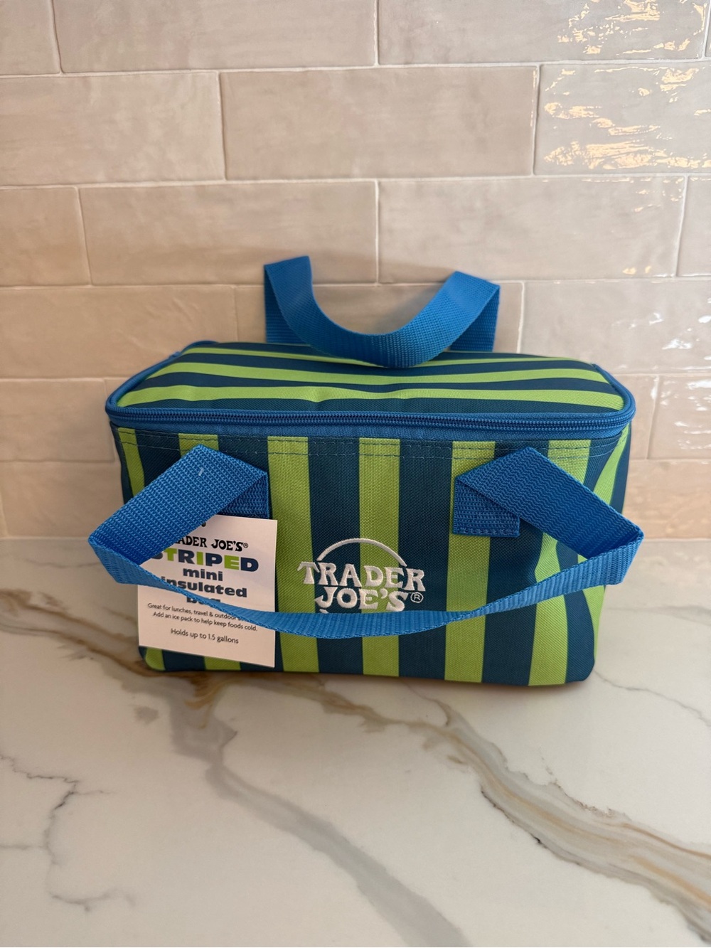 NWT Trader Joe's Neon Lime Mini Insulated Lunch Tote Bag